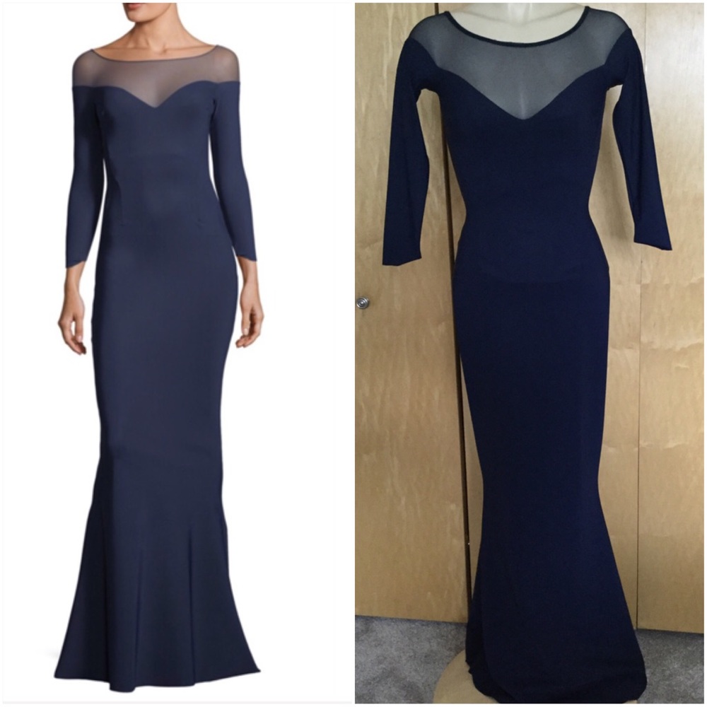 Chiara Boni Zefira Long-Sleeve Illusion Gown - Picture 3 of 8